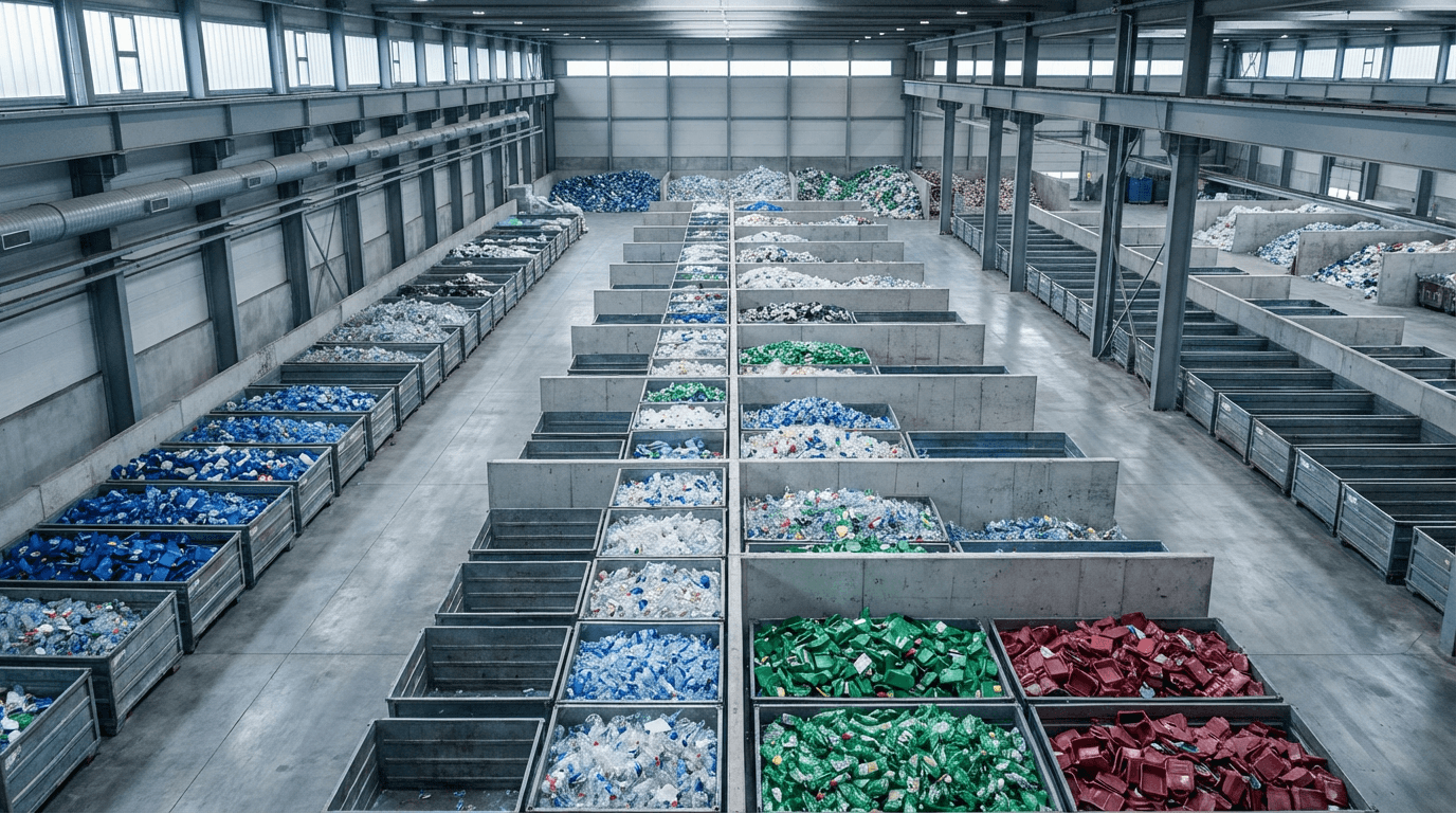 Empty trash and recycling bins with fresh liners